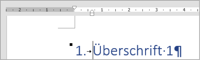 Einzug anpassen mit Hilfe des Lineals