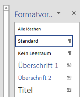 Formatvorlagen für Überschriften