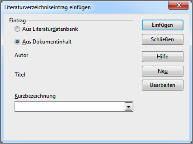 Literaturverzeichniseintrag erstellen