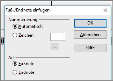 Fuß-/Endnote einfügen