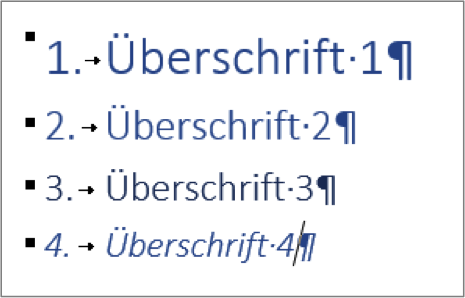 Überschriften mit Nummerierung versehen